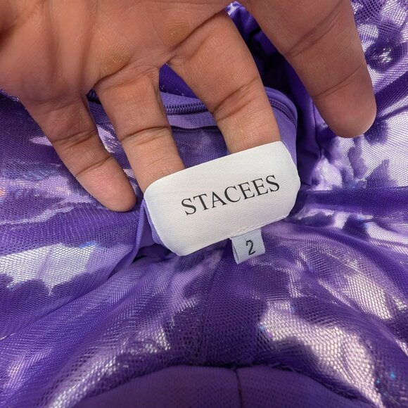 NWT Stacees Strapless Purple Floral Dress - Size 2 - Picture 12 of 17